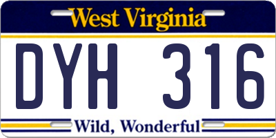 WV license plate DYH316