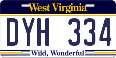 WV license plate DYH334