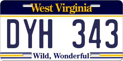 WV license plate DYH343