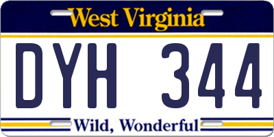 WV license plate DYH344
