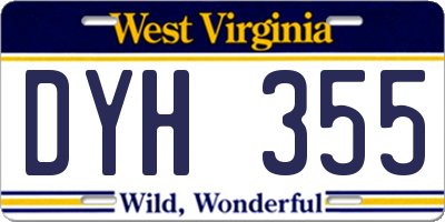WV license plate DYH355