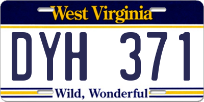 WV license plate DYH371