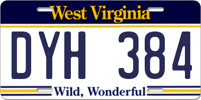WV license plate DYH384