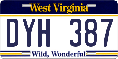 WV license plate DYH387