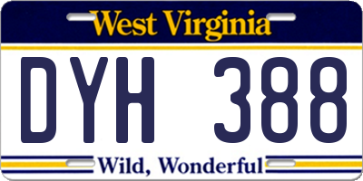WV license plate DYH388