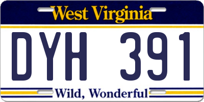 WV license plate DYH391