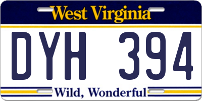 WV license plate DYH394
