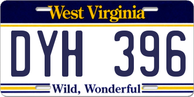 WV license plate DYH396