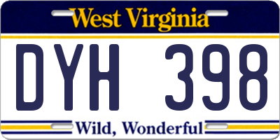 WV license plate DYH398