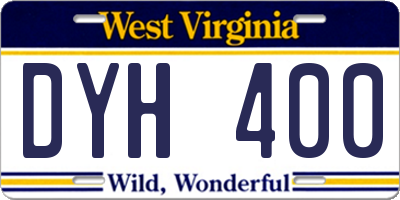 WV license plate DYH400