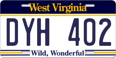 WV license plate DYH402