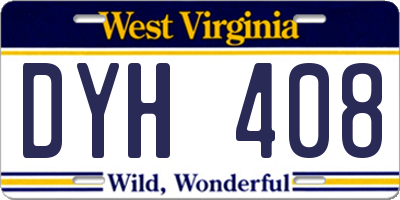 WV license plate DYH408