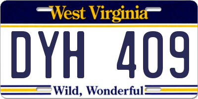 WV license plate DYH409