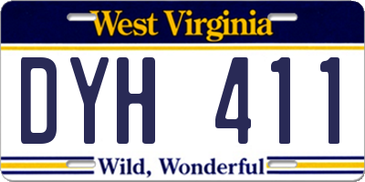 WV license plate DYH411