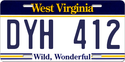 WV license plate DYH412