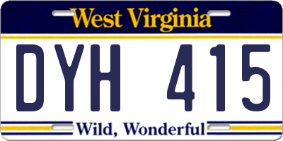 WV license plate DYH415