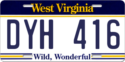 WV license plate DYH416