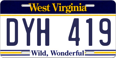WV license plate DYH419