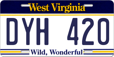 WV license plate DYH420