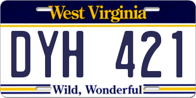 WV license plate DYH421