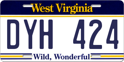 WV license plate DYH424