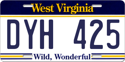 WV license plate DYH425