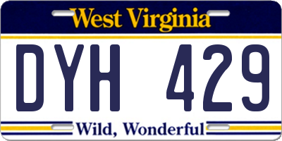 WV license plate DYH429
