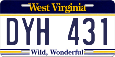 WV license plate DYH431