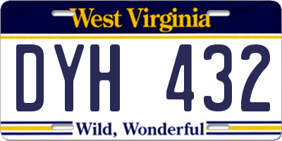 WV license plate DYH432