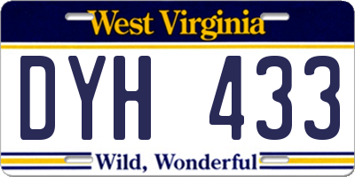 WV license plate DYH433