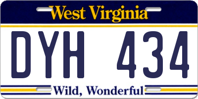 WV license plate DYH434