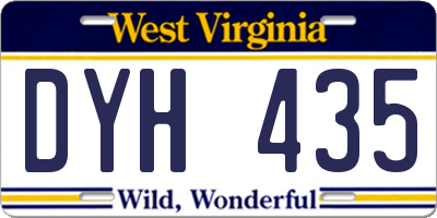 WV license plate DYH435