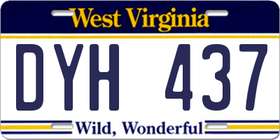WV license plate DYH437