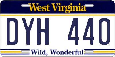 WV license plate DYH440