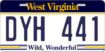 WV license plate DYH441