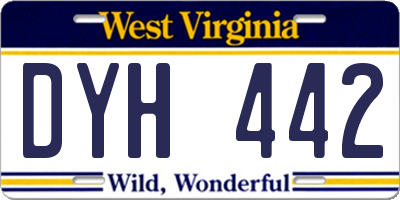 WV license plate DYH442
