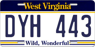 WV license plate DYH443
