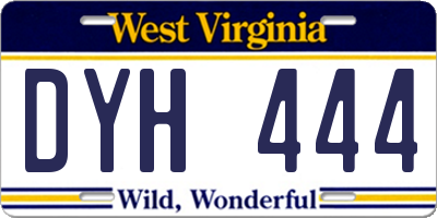 WV license plate DYH444