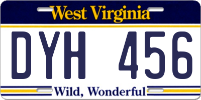 WV license plate DYH456