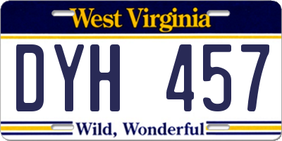 WV license plate DYH457