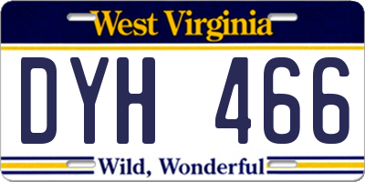 WV license plate DYH466