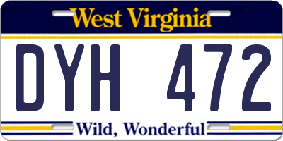 WV license plate DYH472