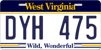 WV license plate DYH475