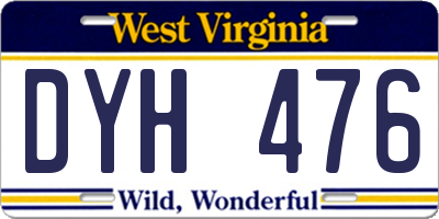 WV license plate DYH476