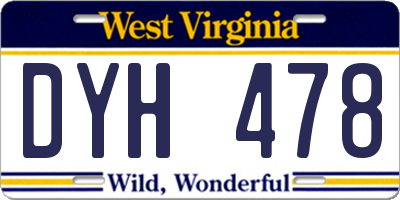 WV license plate DYH478