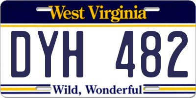 WV license plate DYH482