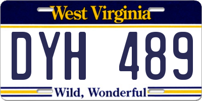 WV license plate DYH489