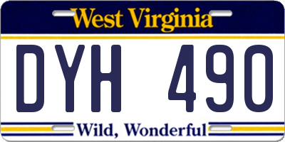 WV license plate DYH490