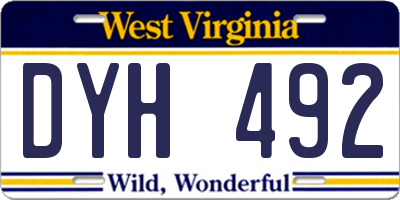 WV license plate DYH492