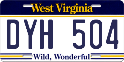 WV license plate DYH504